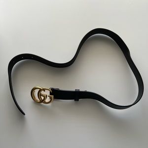 GUCCI leather belt with double G buckle